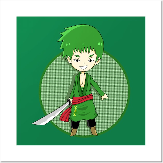 swordman cartoon funny cute cool Wall Art by Ojoy